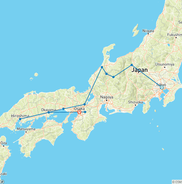 Map of 14 Days Japan Panoramic