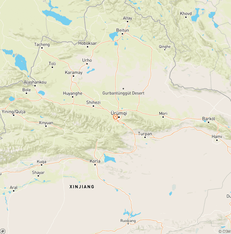 Map of Silk Road Epic: 8-Day Trekking Expedition on China’s Ancient Wusun Trail – Tianshan Mountains Wilderness & Nomadic Culture