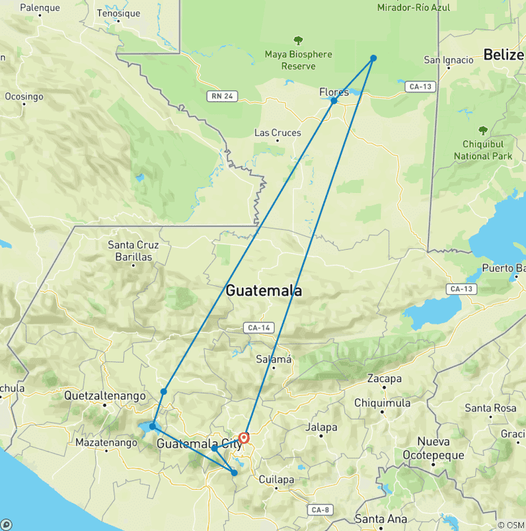 Map of Best of Guatemala 8 Days Tour (PRIVATE)