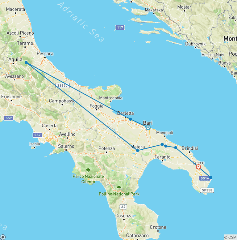 Map of Perfect Puglia - 6 days