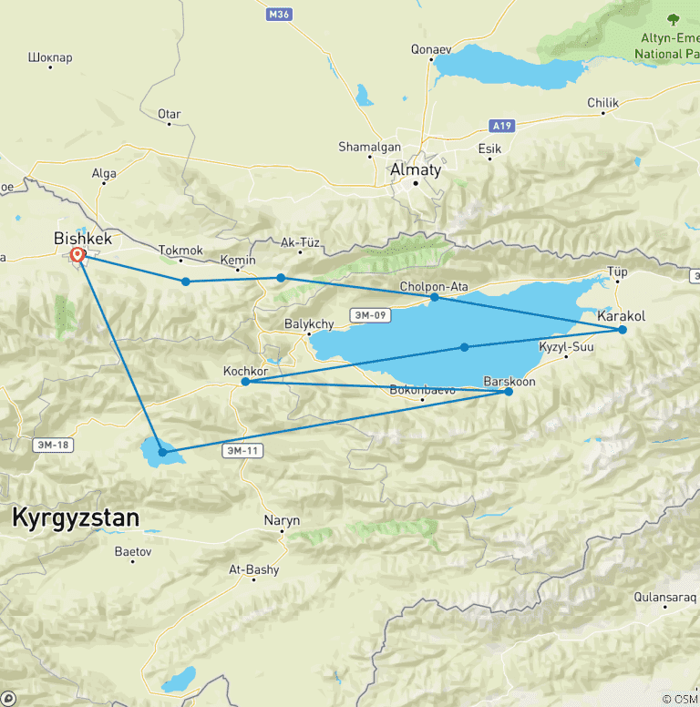 Map of Kyrgyzstan Walking Explorer