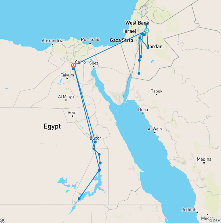 Map of Petra and the Nile