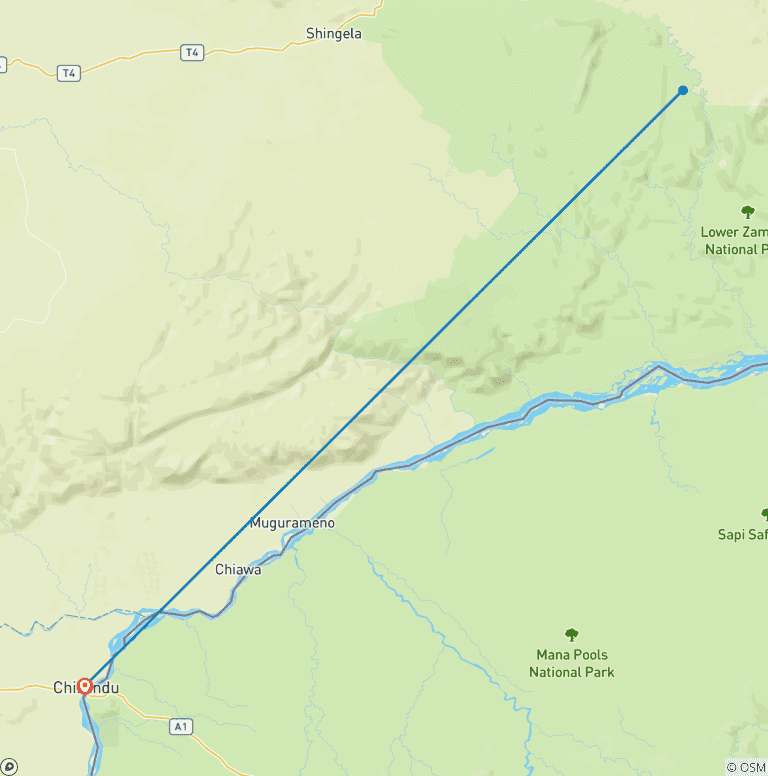 Map of 5-Days Ultimate Mobile Safari in Mana Pools