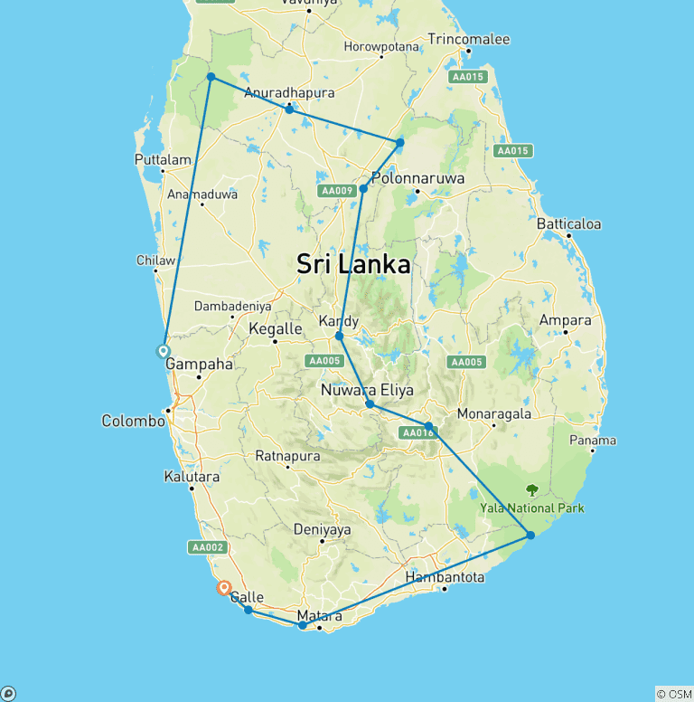 Map of Sri Lanka Untouched Wildlife