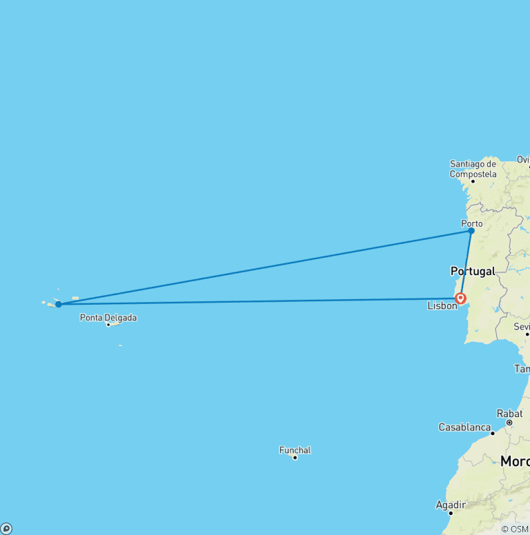 Map of Lisbon, Porto And Azores