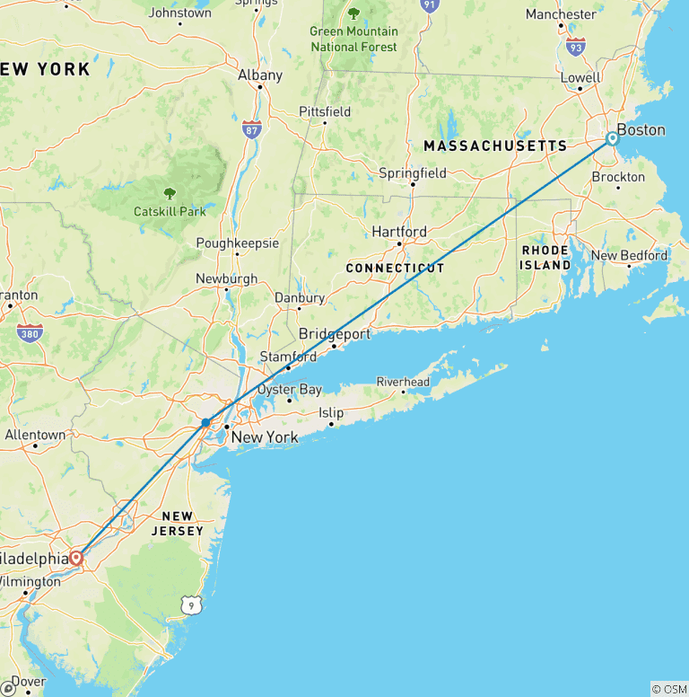 Map of Expert Local Food & Culture Immersion: Boston, New York City, Amish Country, & Philadelphia