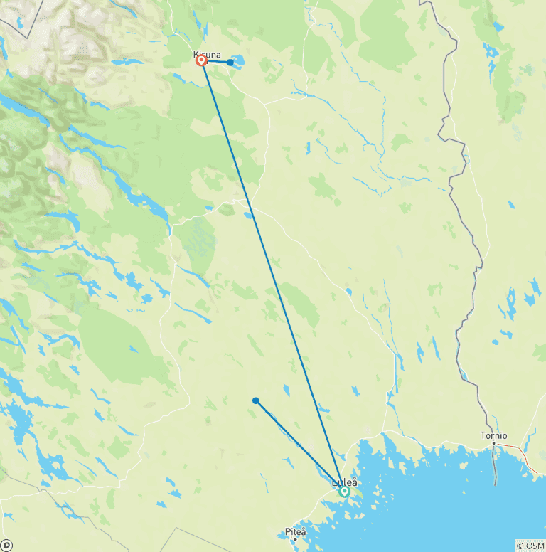 Map of Tailor-Made Aurora Safari & Icehotel Trip