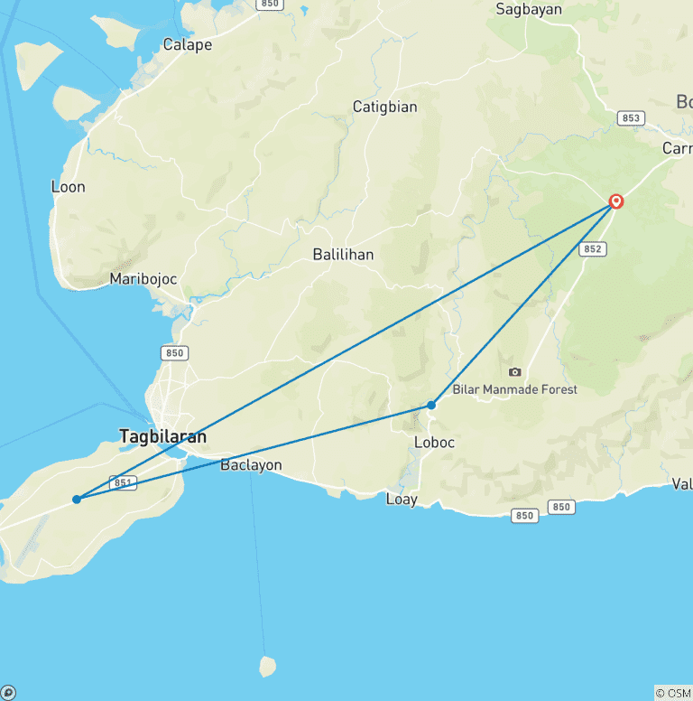 Map of Bohol Tour Package: 3-Day Paradise Adventure