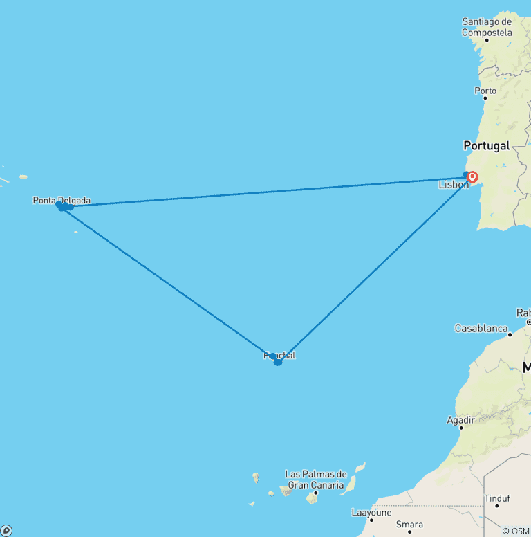Map of Portugal & Its Islands featuring Lisbon, Sintra, Azores & Madeira Islands (2024)