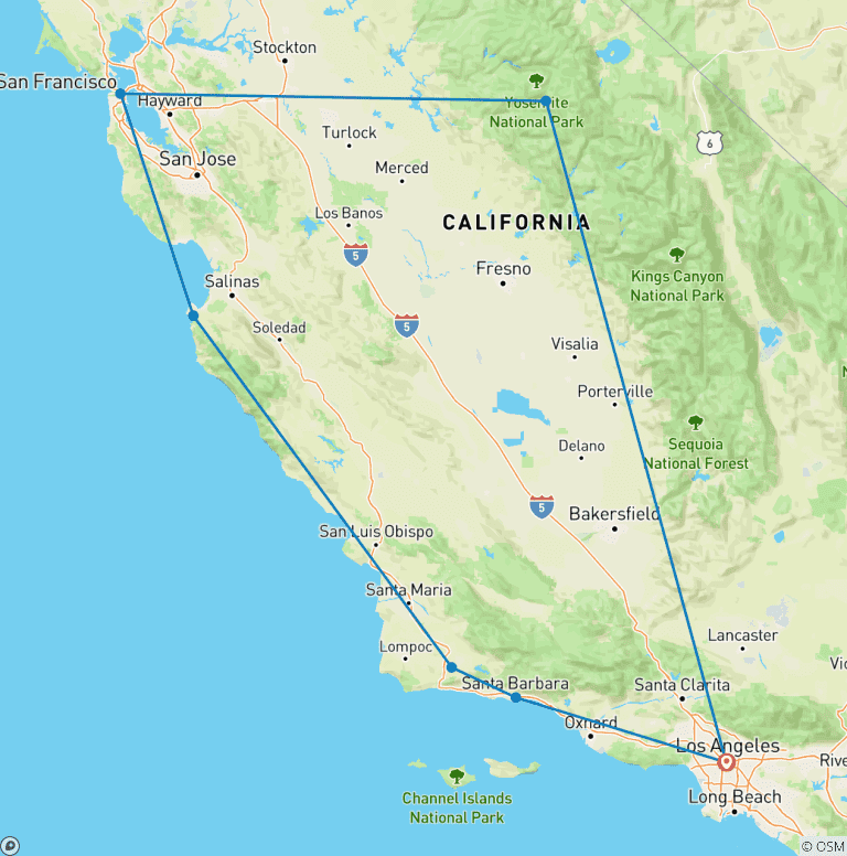 Map of USA - California Express - 3 days