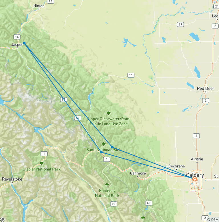 Map of Classic Canadian Rockies 