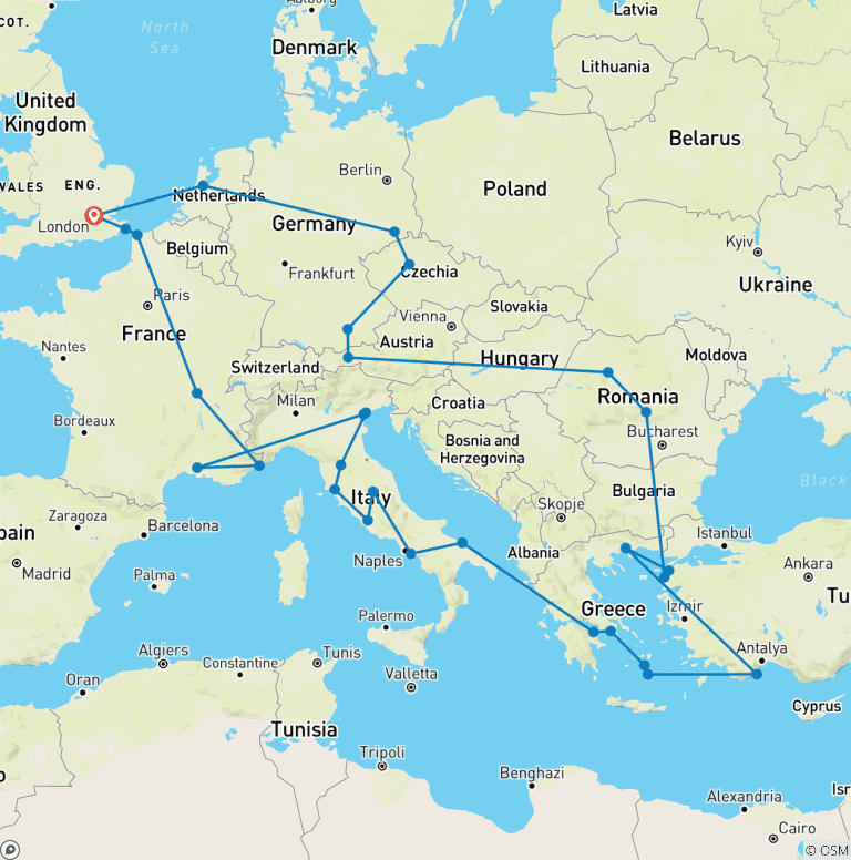 Map of Ultimate European (Greek Islands, Start Paris)