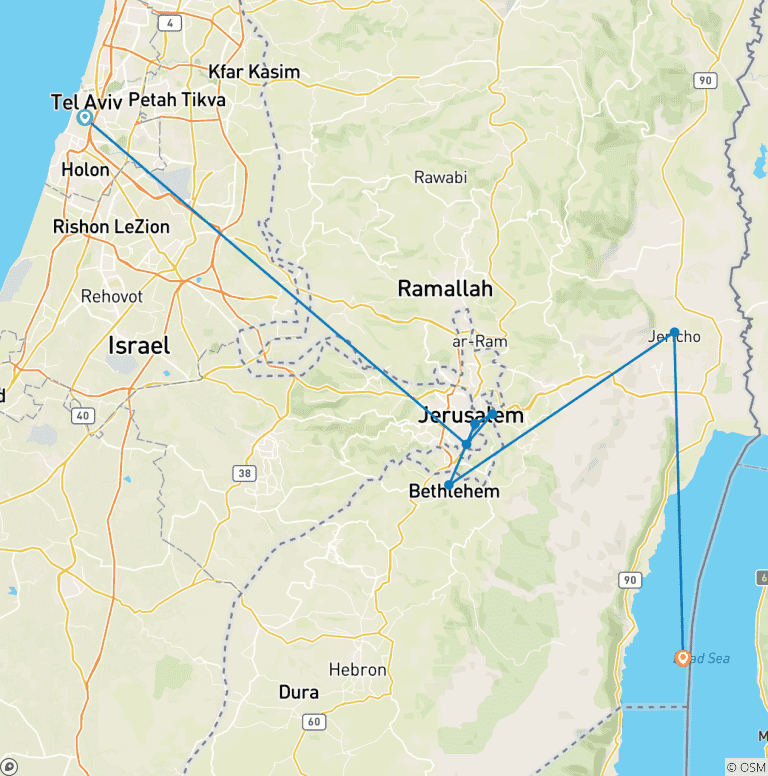 Map of Walking in Israel and the Palestinian Territories