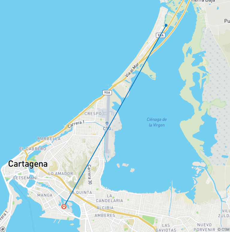 Map of 5 Days in Colombia: Culture and Nature in Cartagena