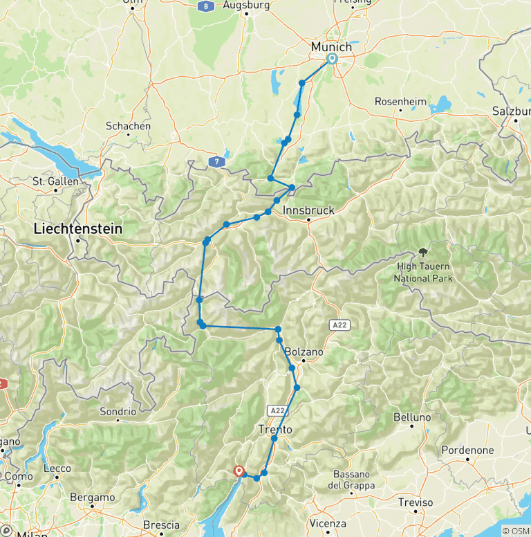 Map of München – Gardasee sportlich