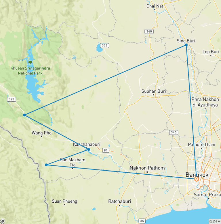 Map of Cruise River Kwai Express - 6 days