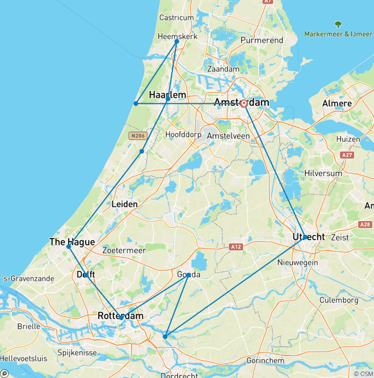 Map of Cycling the Highlights of Holland