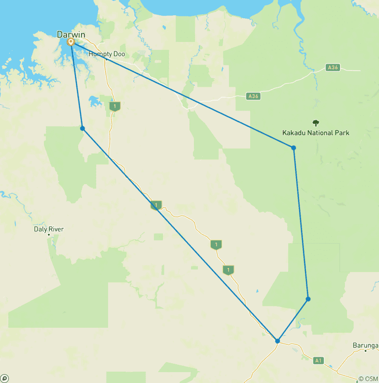 Map of Top End & Kakadu Adventure