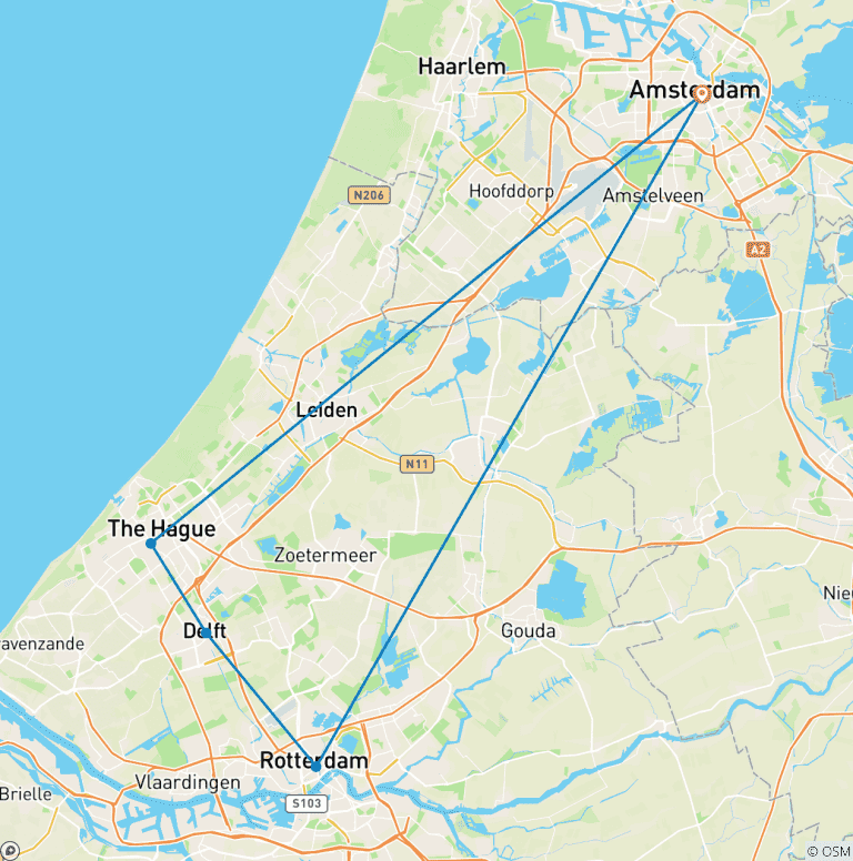 Map of Customized Netherlands Family Holiday, Daily Depart & Private Guide