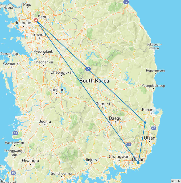 Map of Ultimate Korea: Seoul, Gyeongju & Busan (Private Customize)