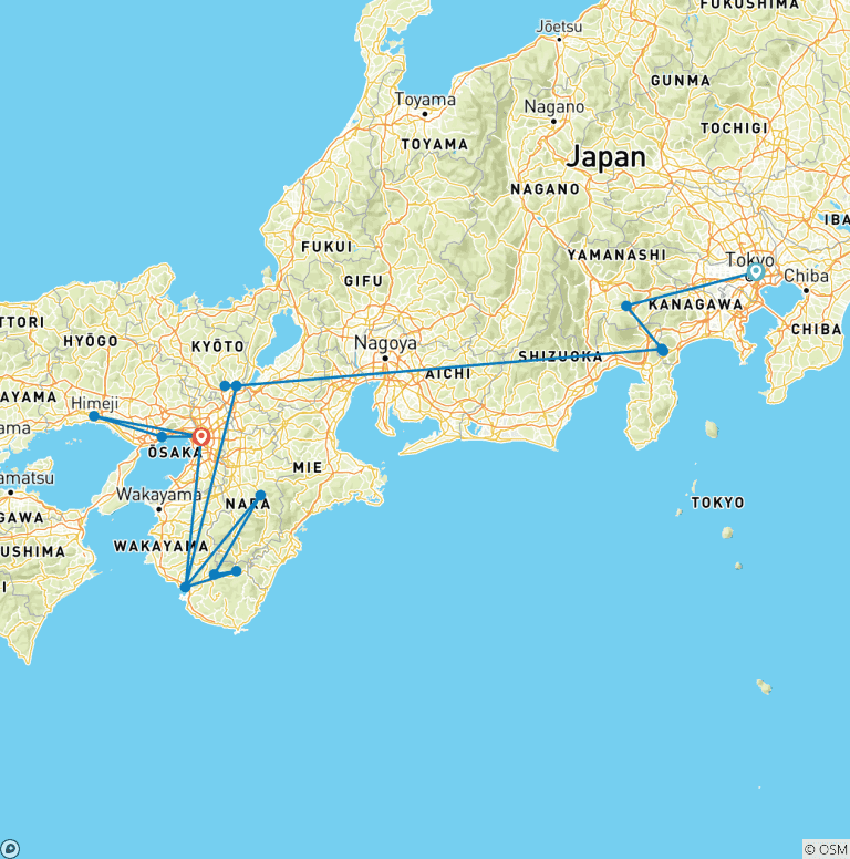 Map of Japan Autumn Tour Inclu. Kumano Kodo Trail (Private Customize)