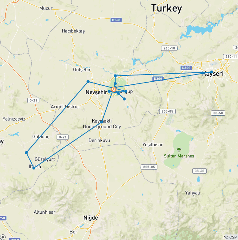Map of Walking in Cappadocia