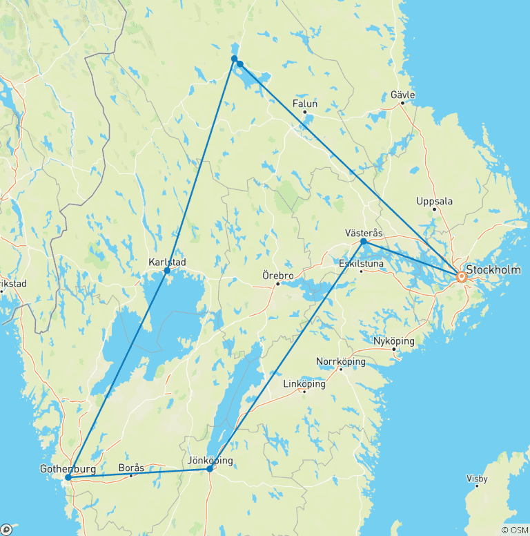 Map of Authentic Sweden - fly & drive