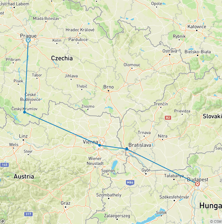 Map of The best of Central Europe – Germany, Czech Republic, Austria: History, culture and food
