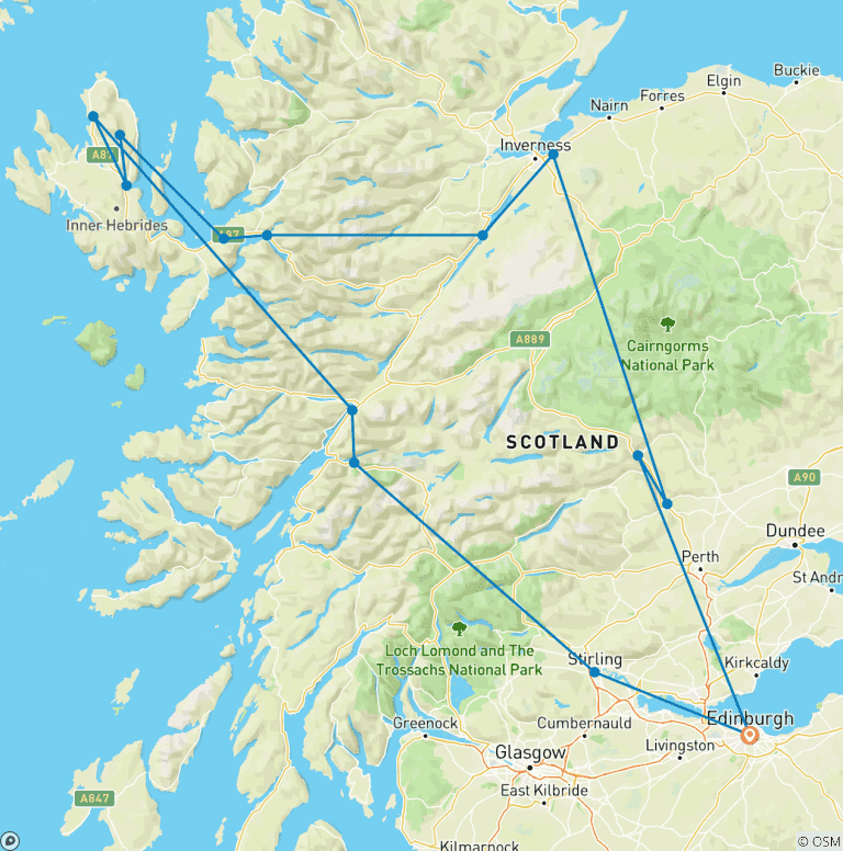 Map of 3 Day Isle of Skye