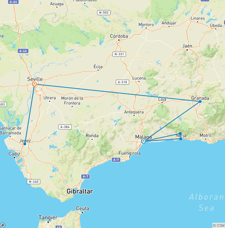 Map of Three Cities of Andalucia