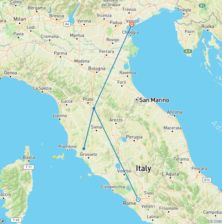Map of Italian Triple Centre with A World Wonder