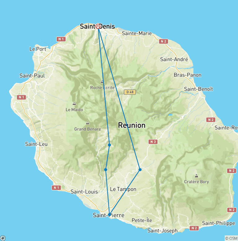 Map of Bonjour on the Creole Volcanic Island