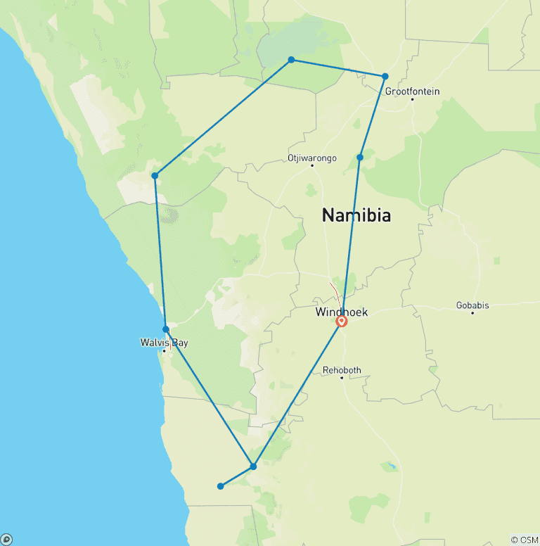 Map of Namibia Highlights