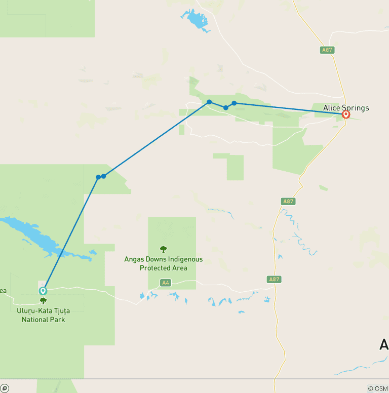 Map of 3 Day Kings Canyon to West MacDonnell 4WD Adventure (Camping)
