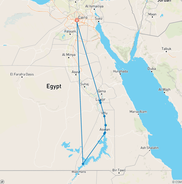 Map of Geluxe: Egypt: Pyramids, Temples & the Nile