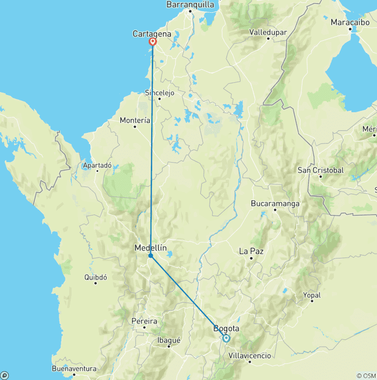 Map of Colombia Experience 1 Week