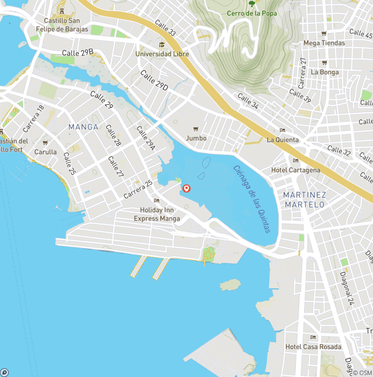 Map of 5-Day Cartagena Backpacker Experience with Sunset Cruise and Street Food - Colombia