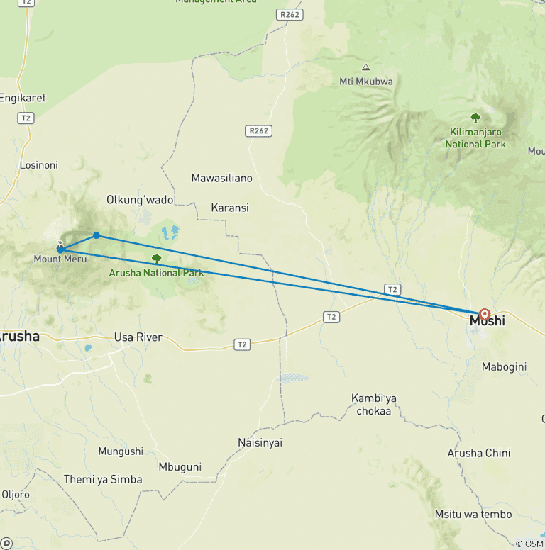 Map of 5 Days Mount Meru Trekking