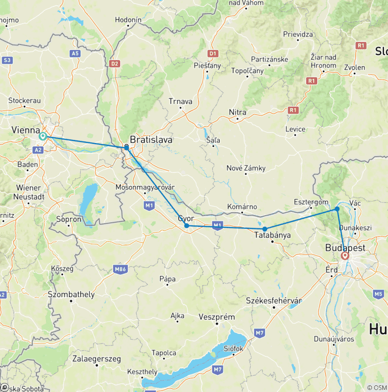 Map of Danube Cycling Tour
