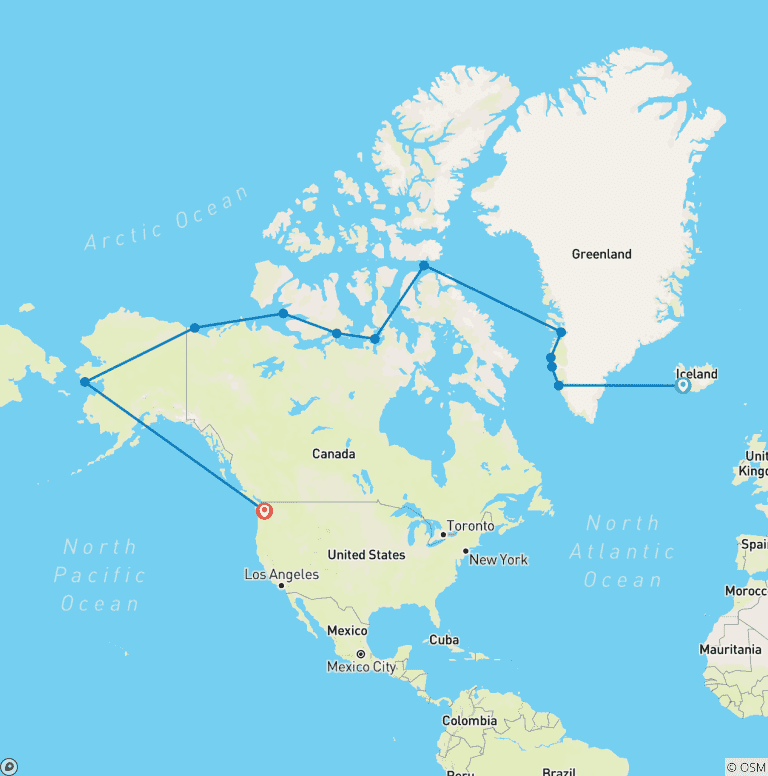 Map of Northwest Passage—Through the Arctic Labyrinth (Greenland to Alaska)