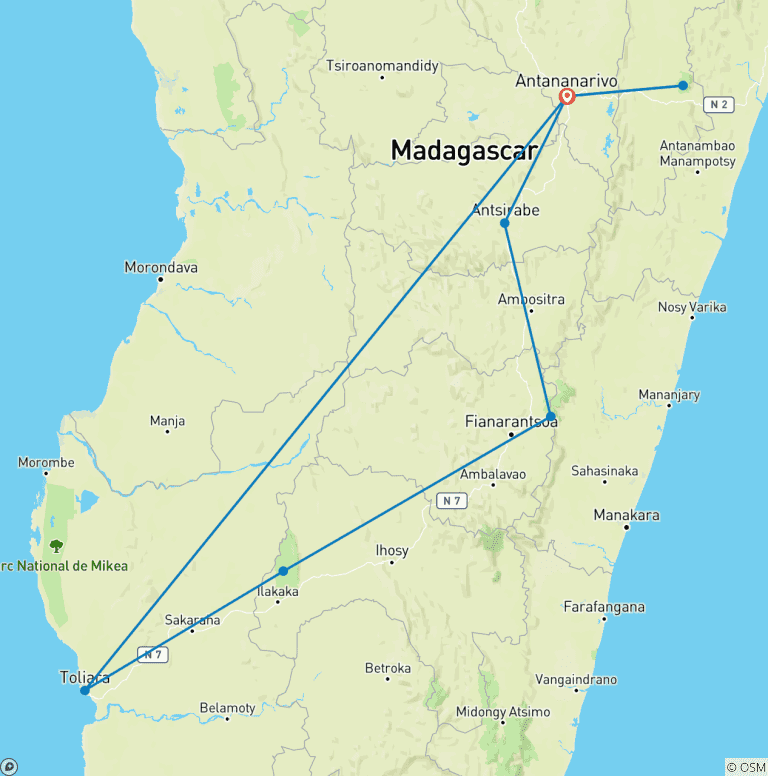 Map of Madagascar Group Safari | Classic tour