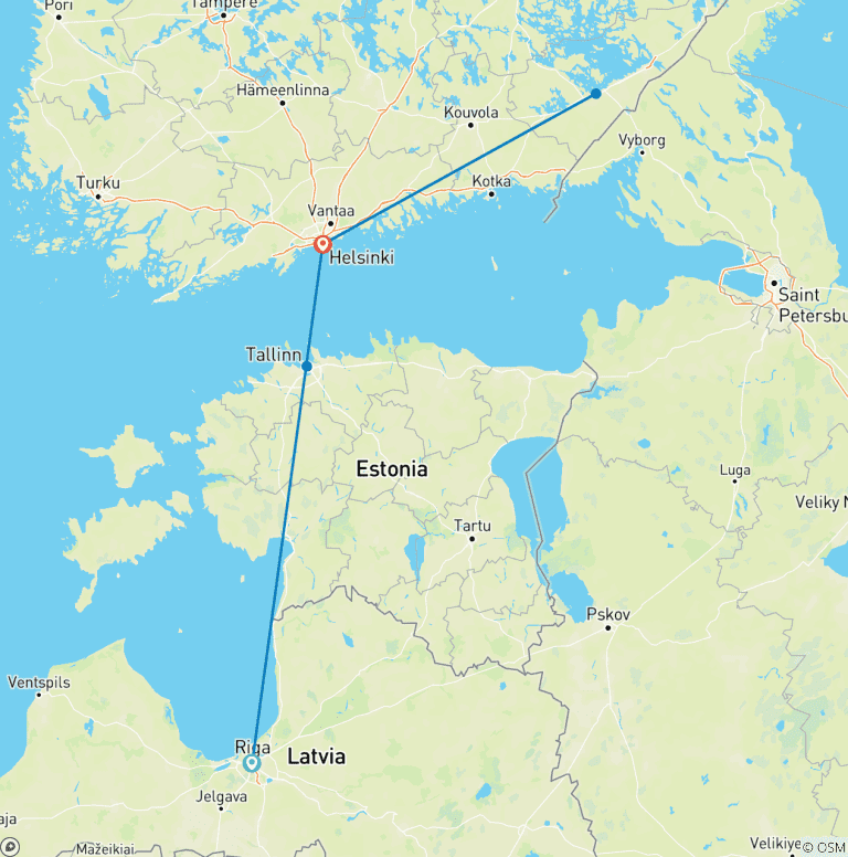 Map of Baltic Capitals