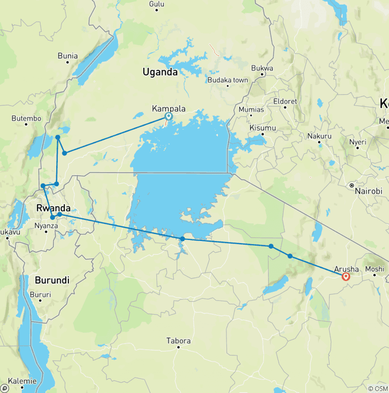 Map of Gorillas and Game Parks
