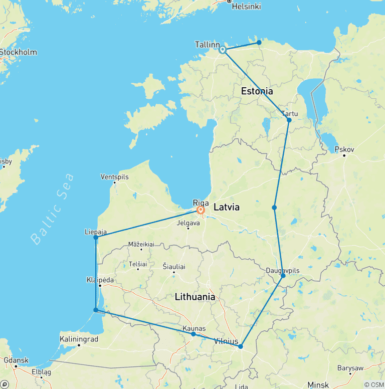 Map of Best Baltic Journey - 14 Days (Small Group)