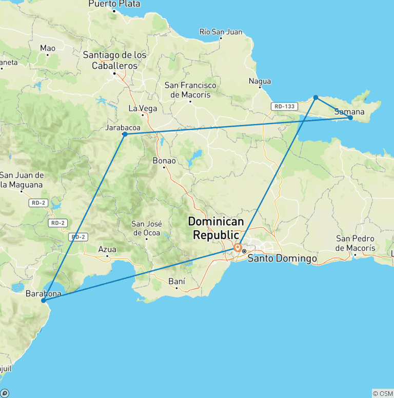 Map of Dominican Republic Trekking