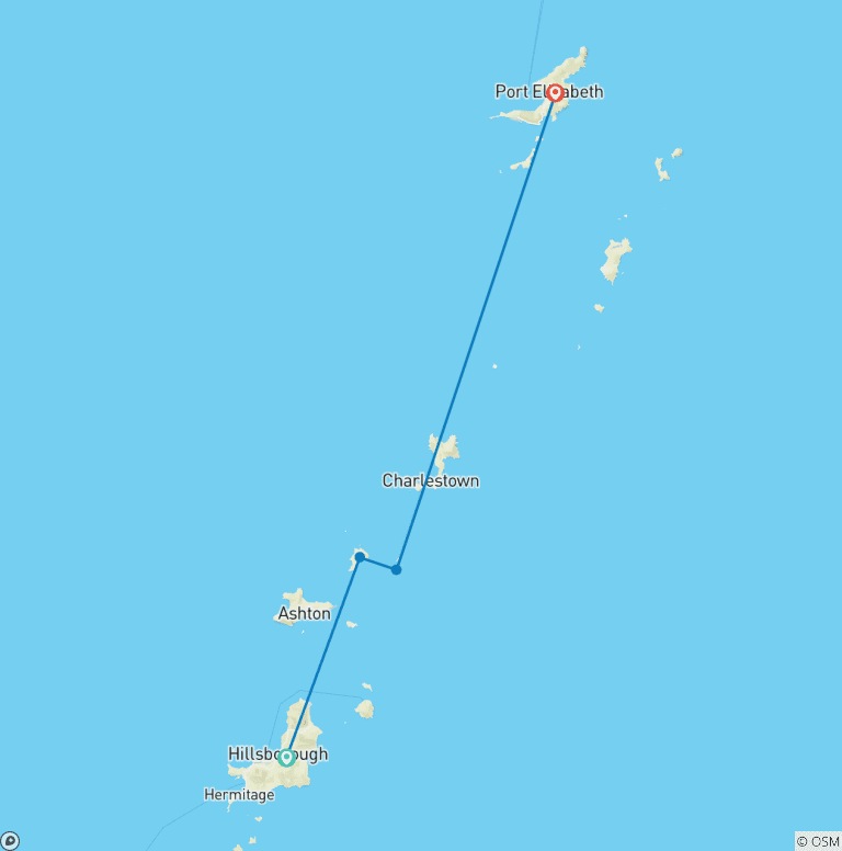 Map of Sailing Trip to the Dream Islands of the Grenadines