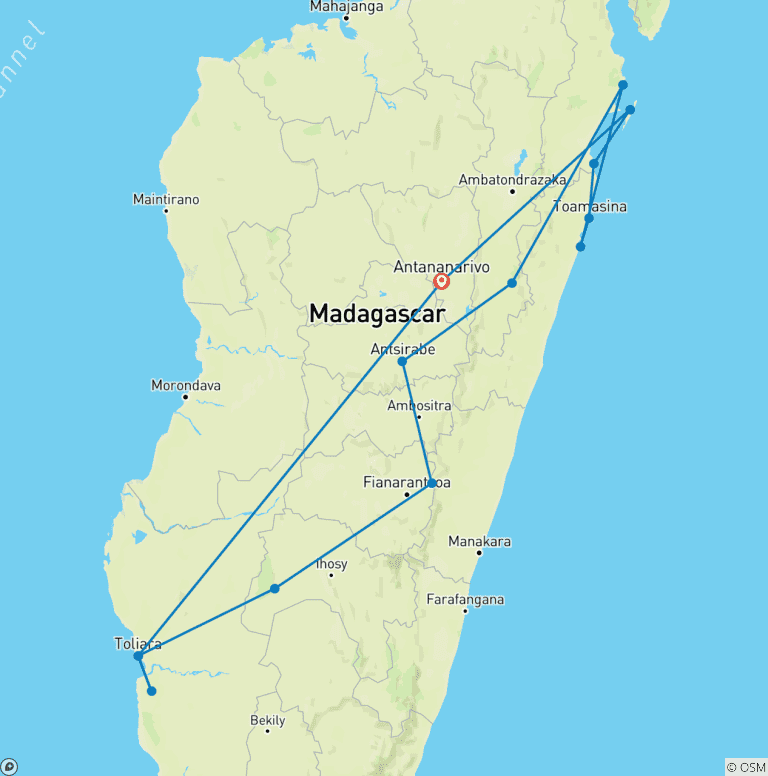 Map of Madagascar, the Island of Contrast