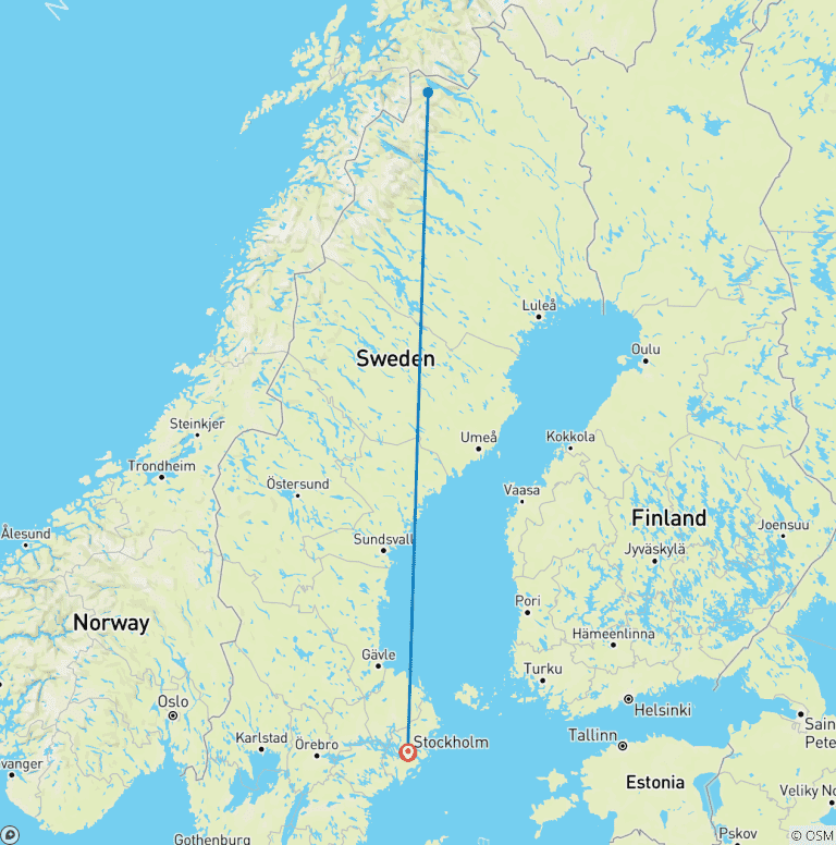 Map of Swedish Lapland: The Northern Lights