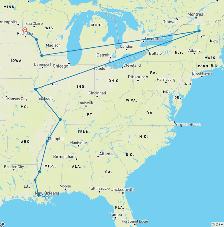 Map of Mississippi River Odyssey