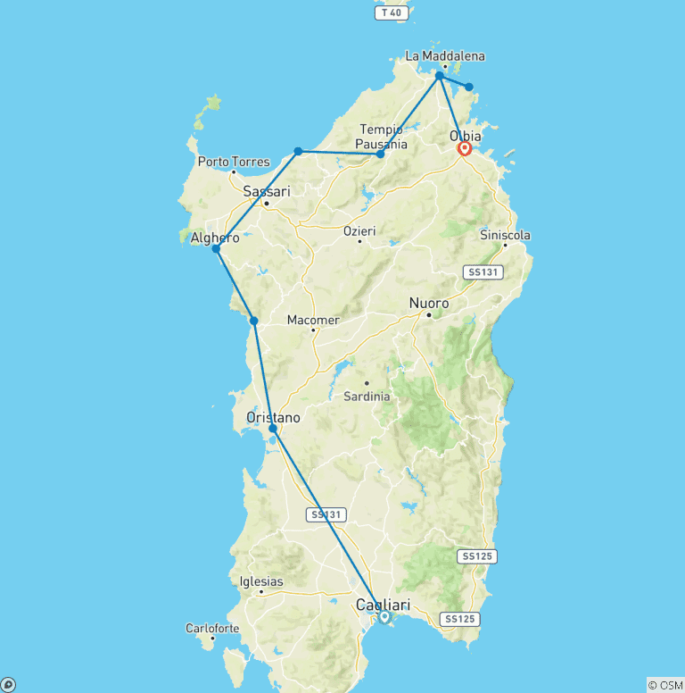 Map of Best Journey of Sardinia - 7 Days